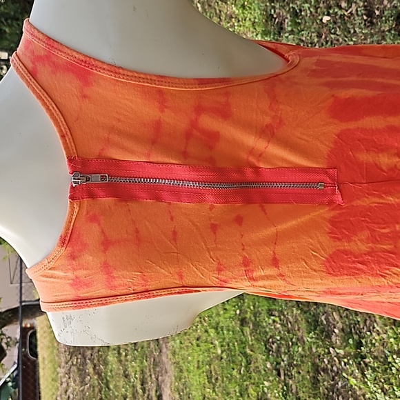 CUTE SZ L BOAT HOUSE BEACH WEAR Rayon Spandex orange tie dye effect SUN DRESS - Picture 4 of 10